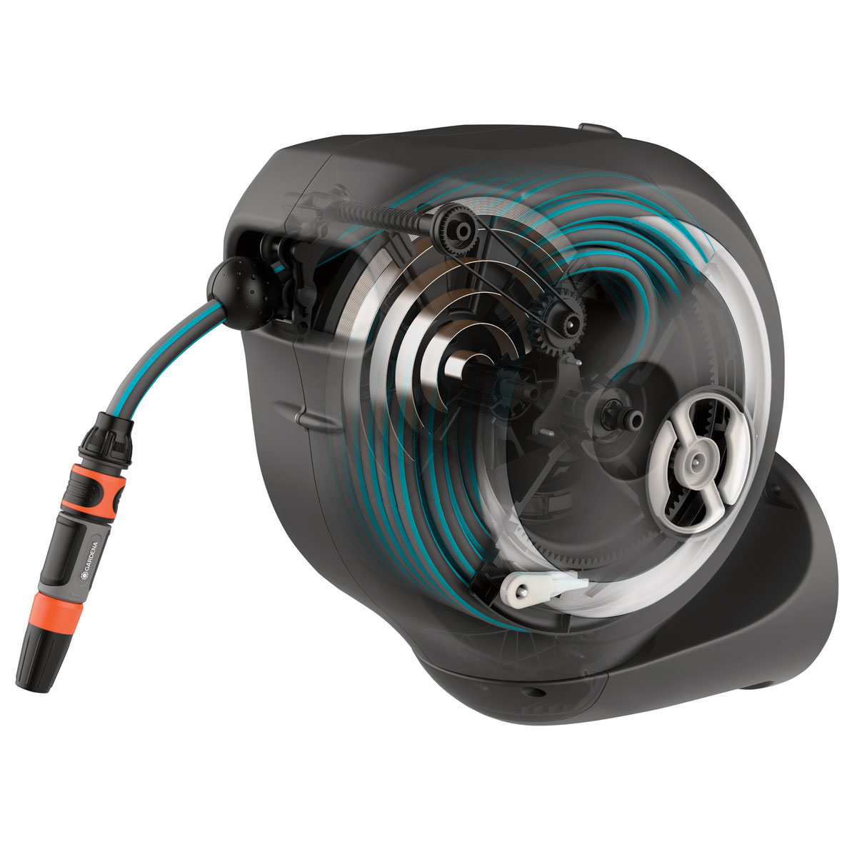 Gartenschlauch-Aufroller 40m – Wandbox Automatisch, 180° Schwenkbar, 10 Aufrollmodi, UV-beständig, Inkl. Sprühdüse