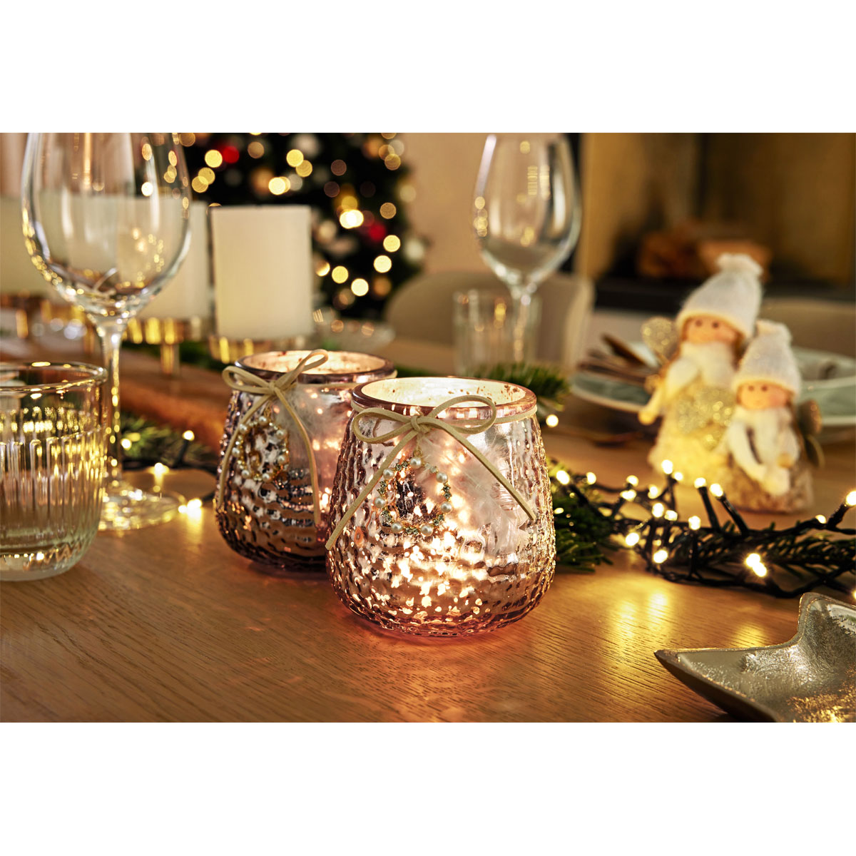 Glaswindlicht rosa sortiert 8 x 8 x 10 cm Bild 2