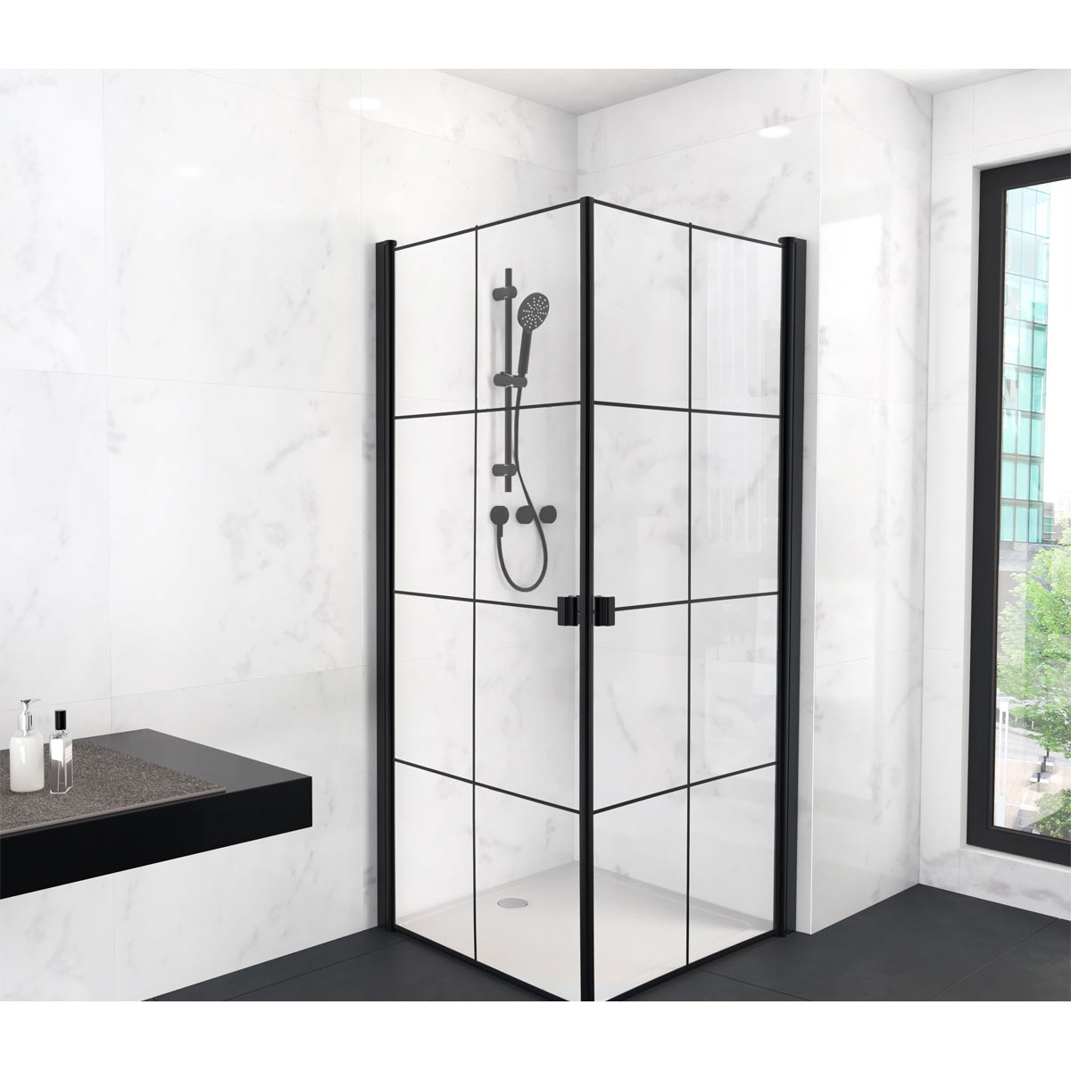 Aurlane Glasdusche Black Galaxy 90 x 200 x 90 cm Bild 5