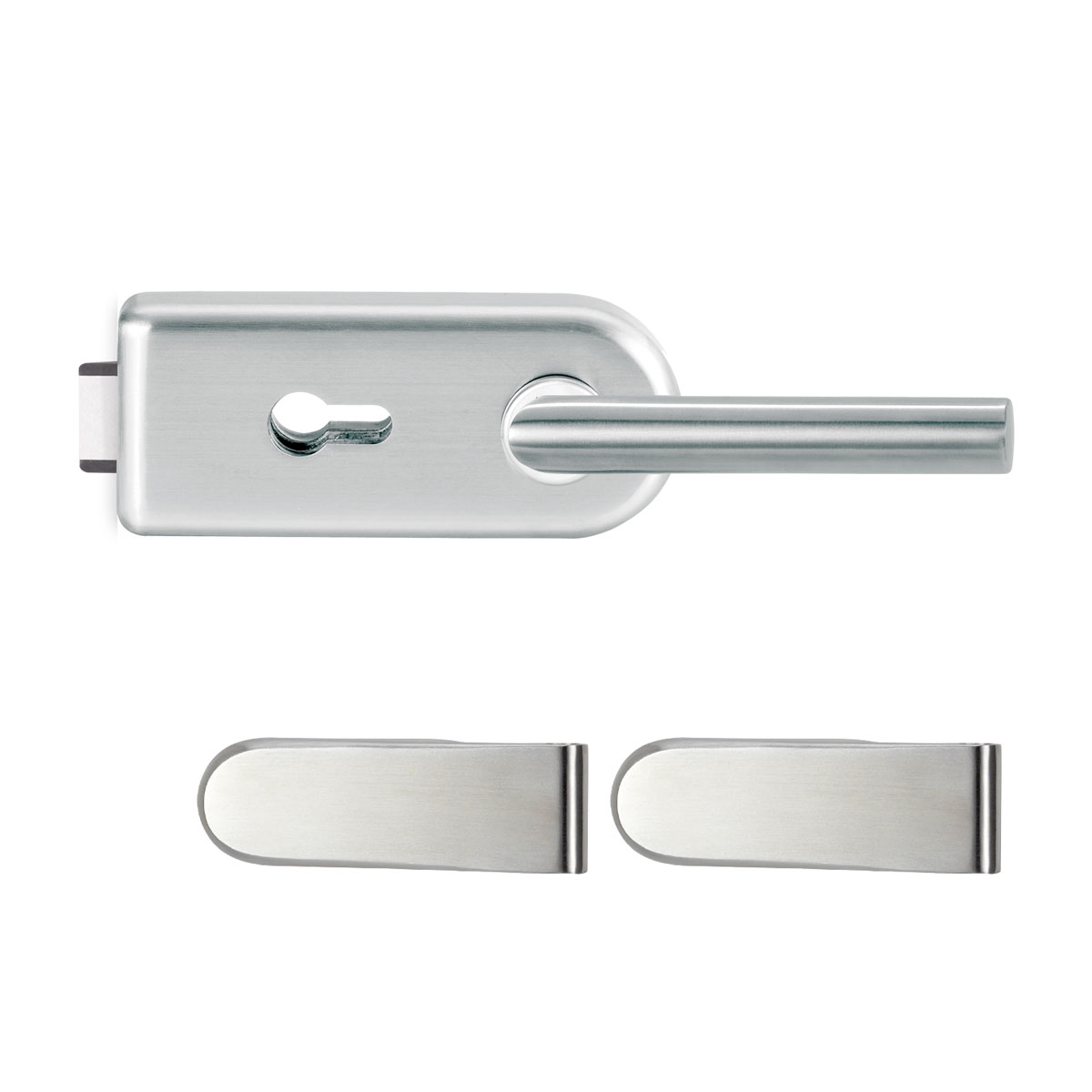 Glastürbeschlagset SKY Profilzylinder 2- teilig Bänder Edelstahl-Optik matt