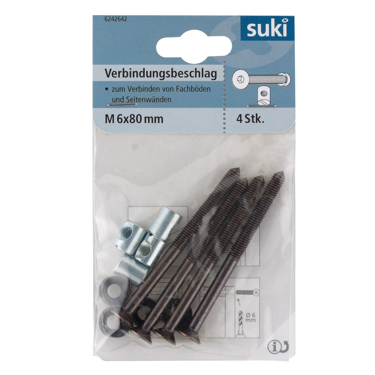 Suki Scharnierbandschraube Durchmesser 6 x 80 mm brüniert 4 Stück Bild 1