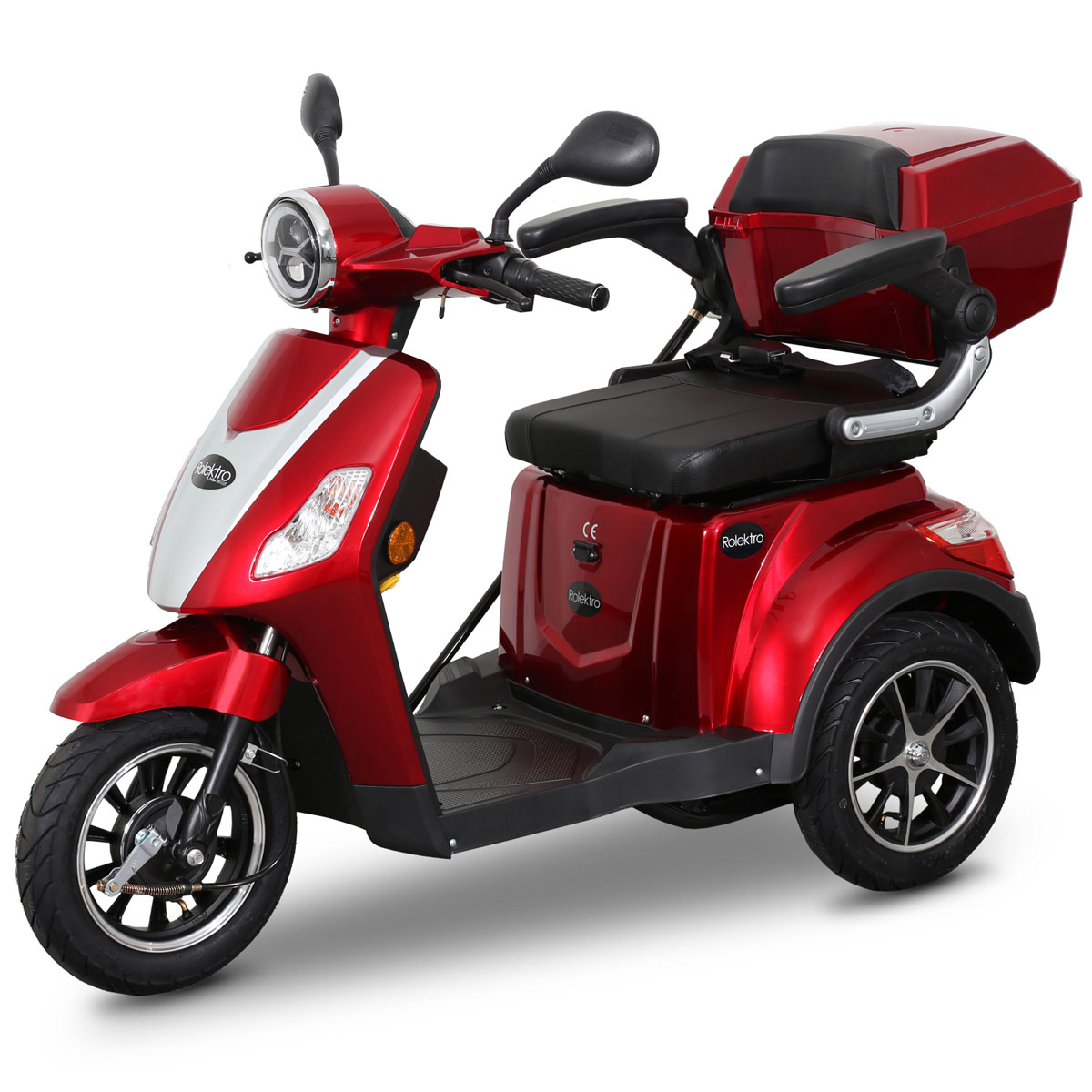 Rolektro E-Trike 15 V.2 Rot 60V-20Ah Bleigel Akkus 1000W Elektroroller Seniorenmobil Bild 1