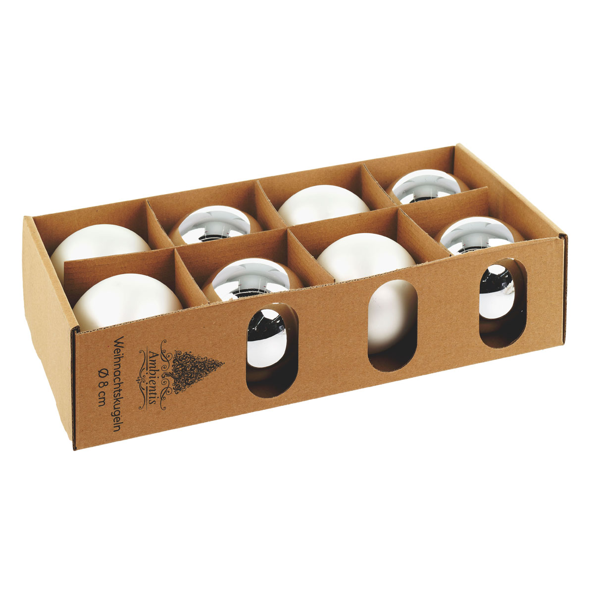 Ambientis Glaskugeln 8 cm silber weiß Mix Bild 1