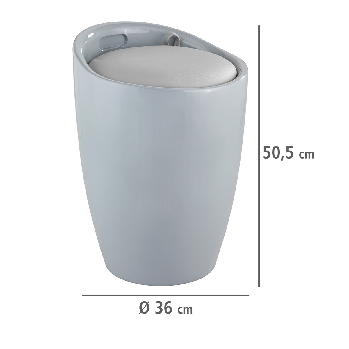 Wenko  Hocker Candy Grey mit Wäschesack Badhocker mit abnehmbarem Wäschesammler Bild 3