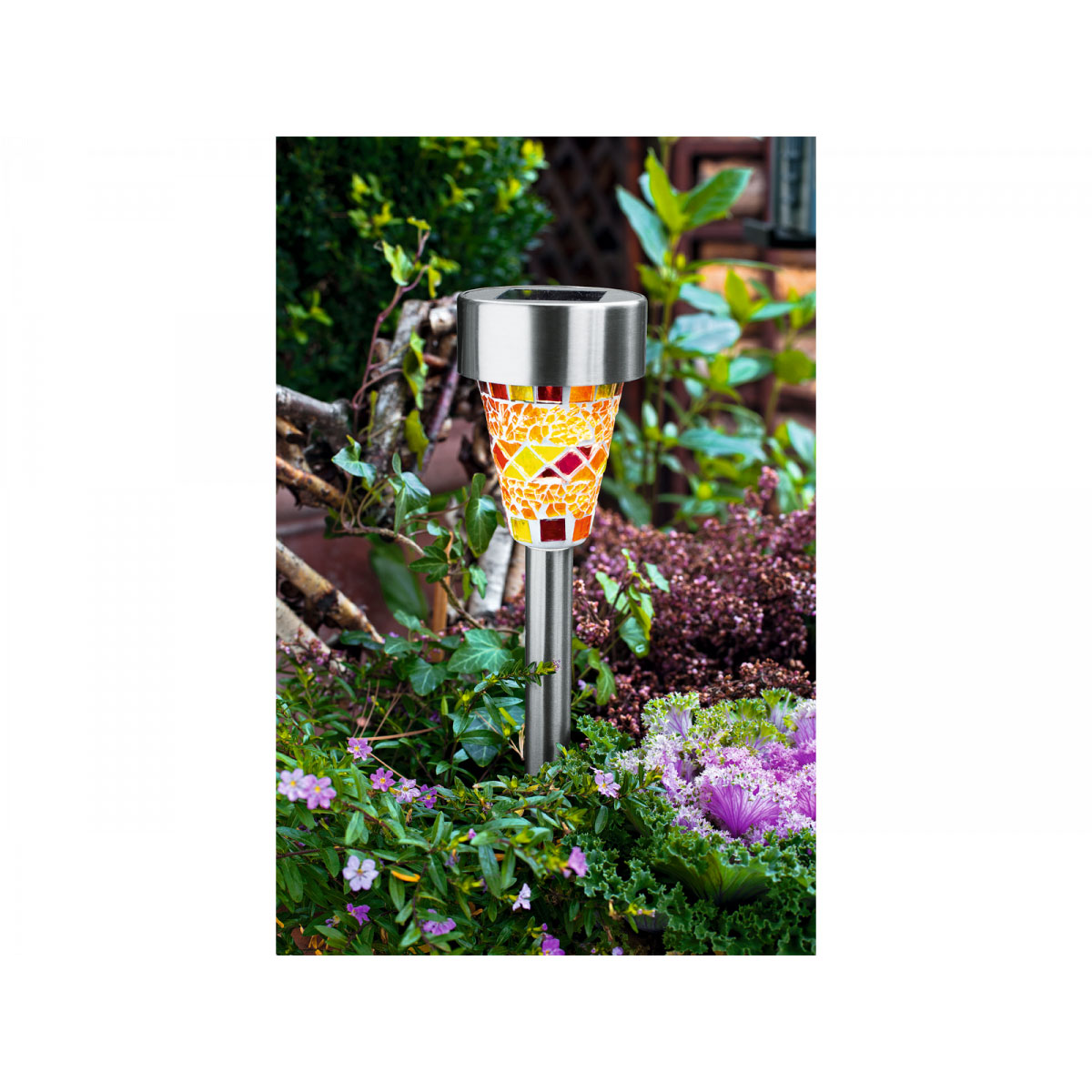 Flector Garten Solarleuchte Mosaikstick bernsteinfarben Bild 3