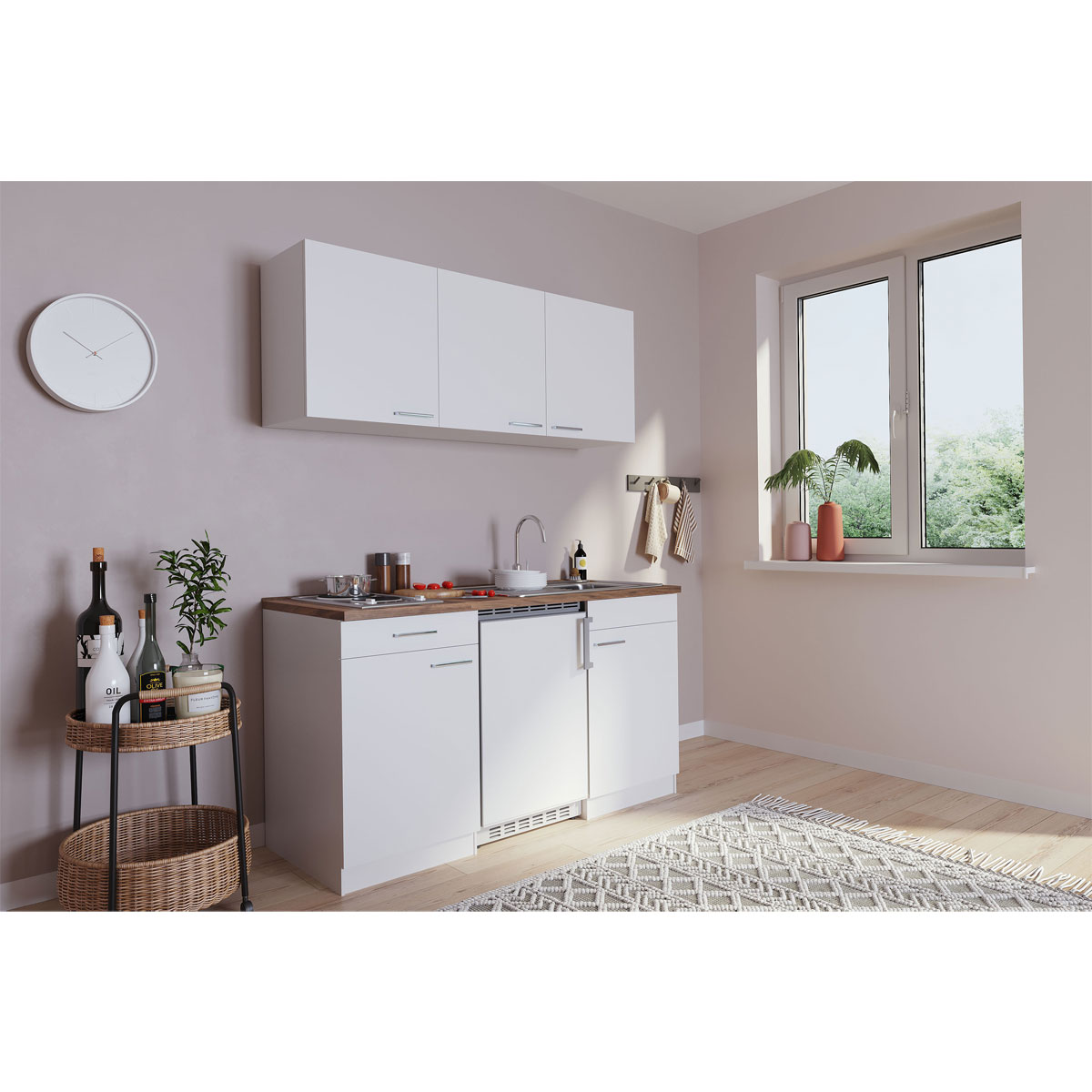 Respekta Luis Küchenblock KB150WW 150 cm Weiß / Weiß Bild 1