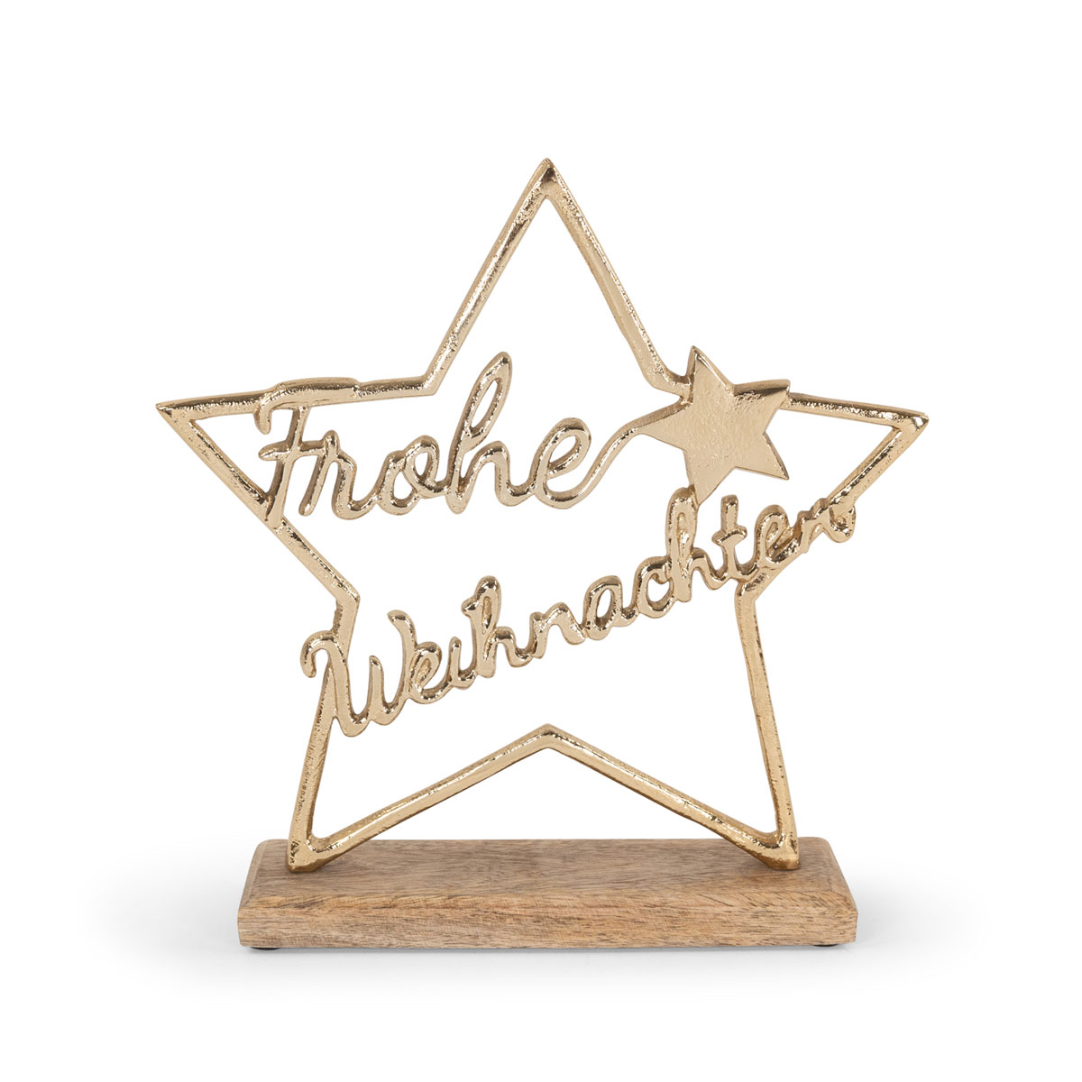 Stern mit Frohe Weihnachten zum Stellen Aluminium 25 x 5 x 25,5 cm gold