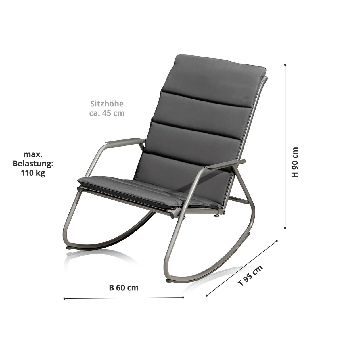 Leco Schaukelstuhl Schaukelsessel Gartenstuhl Lou 95 x 60 x 90 cm Bild 5