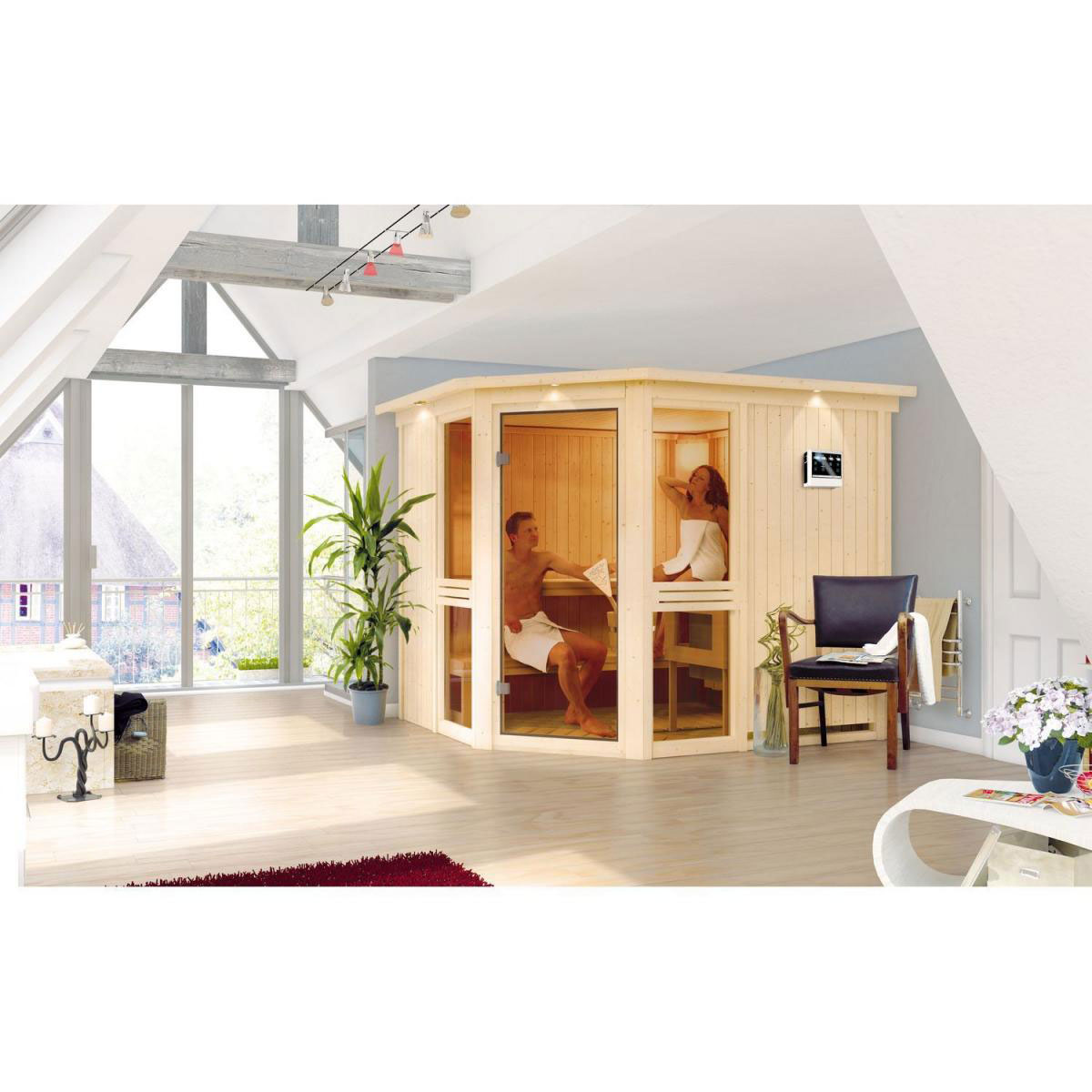 Karibu Amelia 3 Eckeinstieg 9 kW Ofen Bio externe Strg ohne Kranz Bild 1