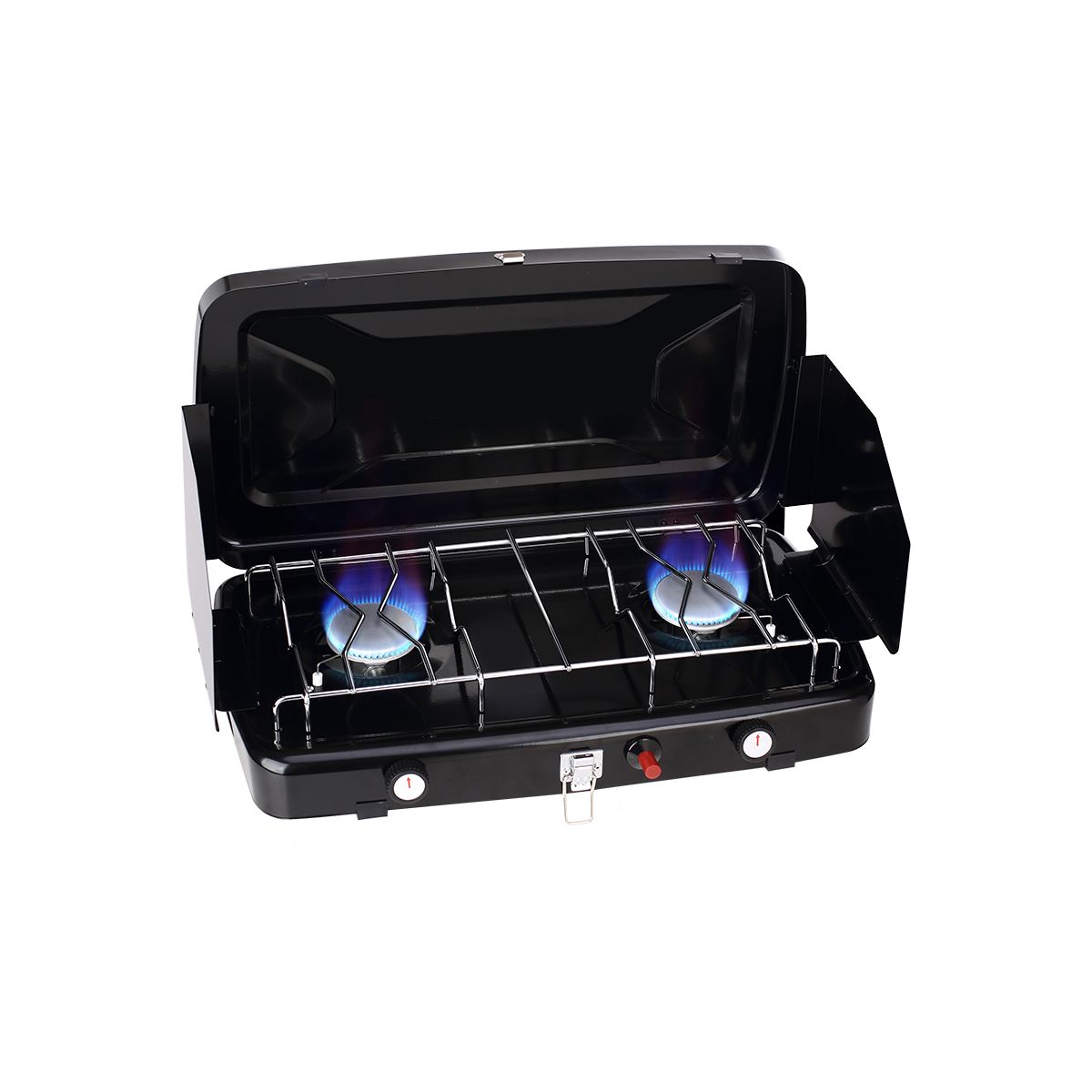 Camplux Propangas Campingkocher 2 Brenner 2,4 kW Tragbar 50 mbar Winddicht