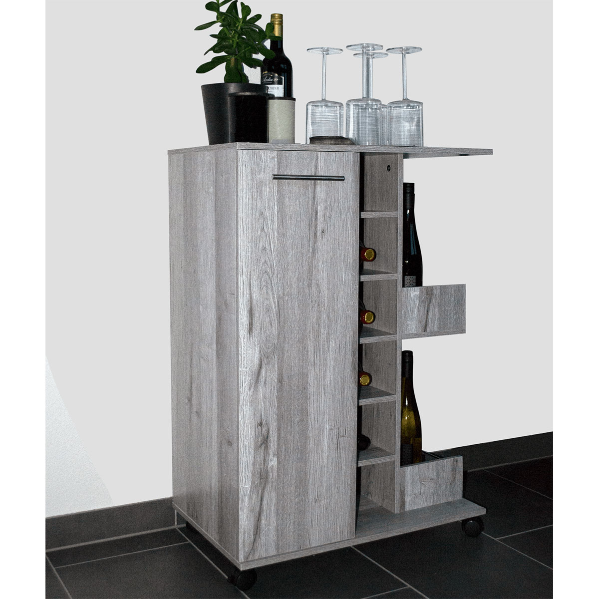 Better Home Weinregal mit feststellbaren Rollen grau marmoriert 37 x 60 x 82 cm Bild 9