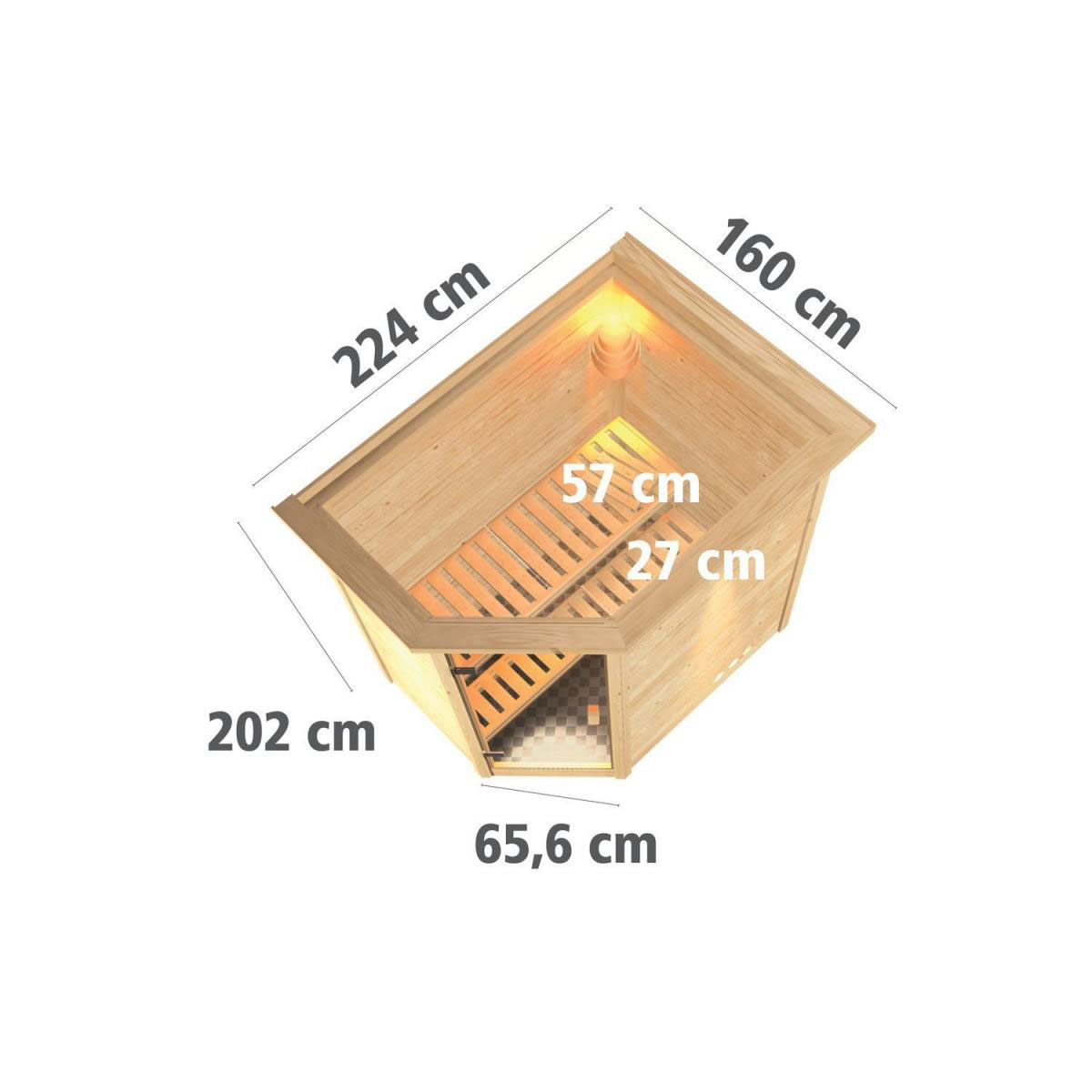 Karibu Svea Eckeinstieg ohne Ofen mit Kranz graphitfarbene Tür Bild 3
