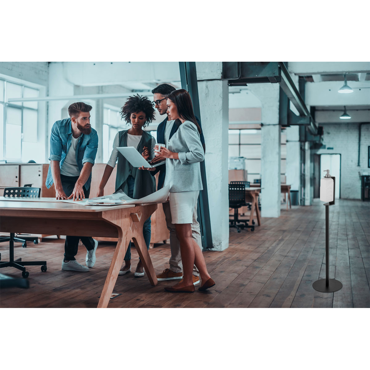 Wenko  Desinfektions-Ständer klein universelle Halterung mit Standfuß für Desinfektionsmittel-Spender mit Gewinde für Pumpköpfe Bild 10