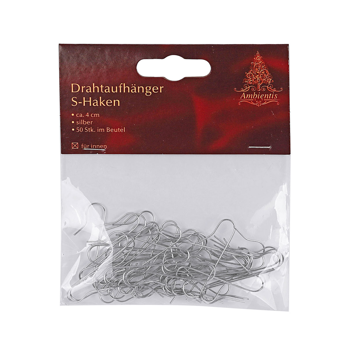 Ambientis Drahtaufhänger S-Haken 50 Stück im Beutel silber Bild 1