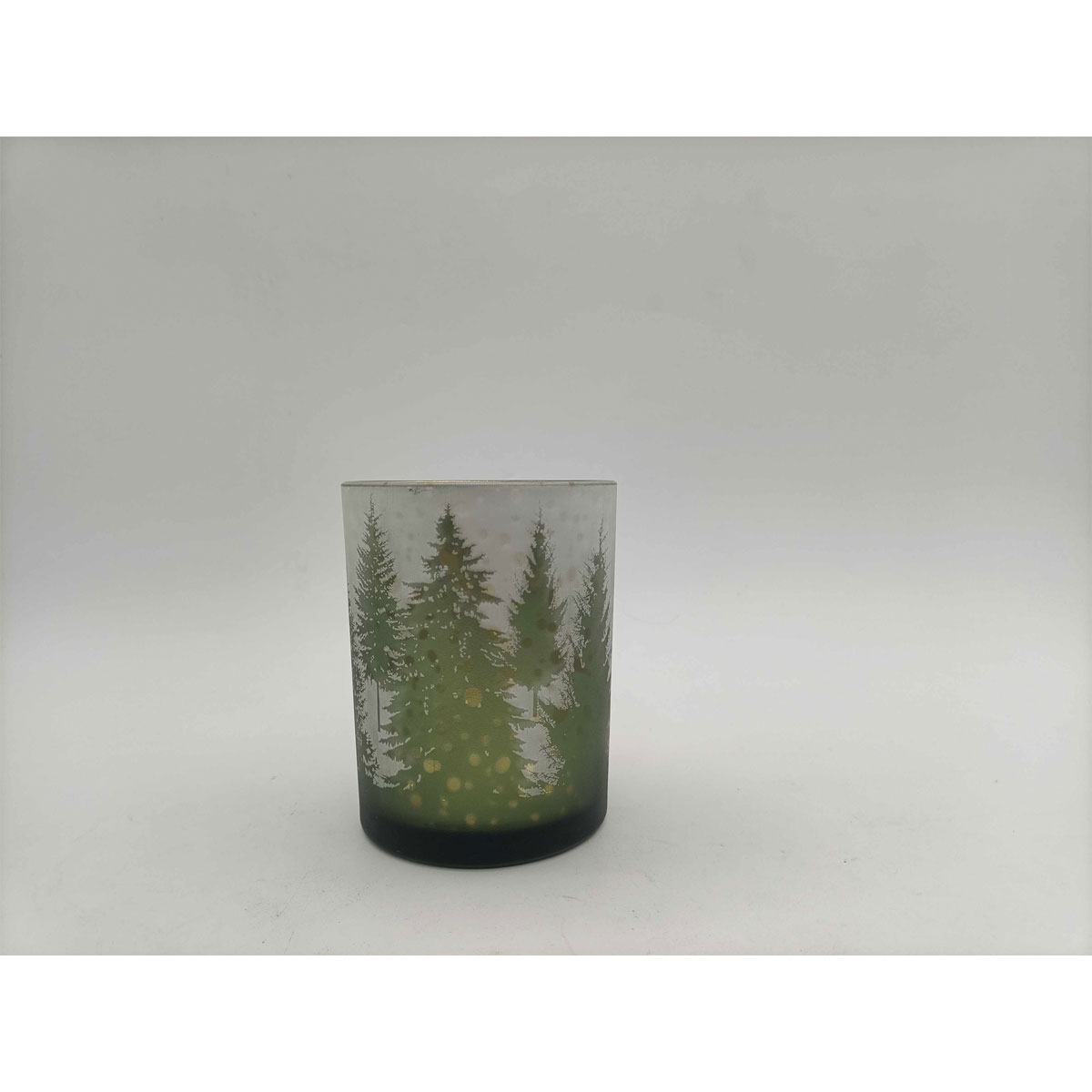 Glas-Teelicht Trees 7,3x8cm frosty grün