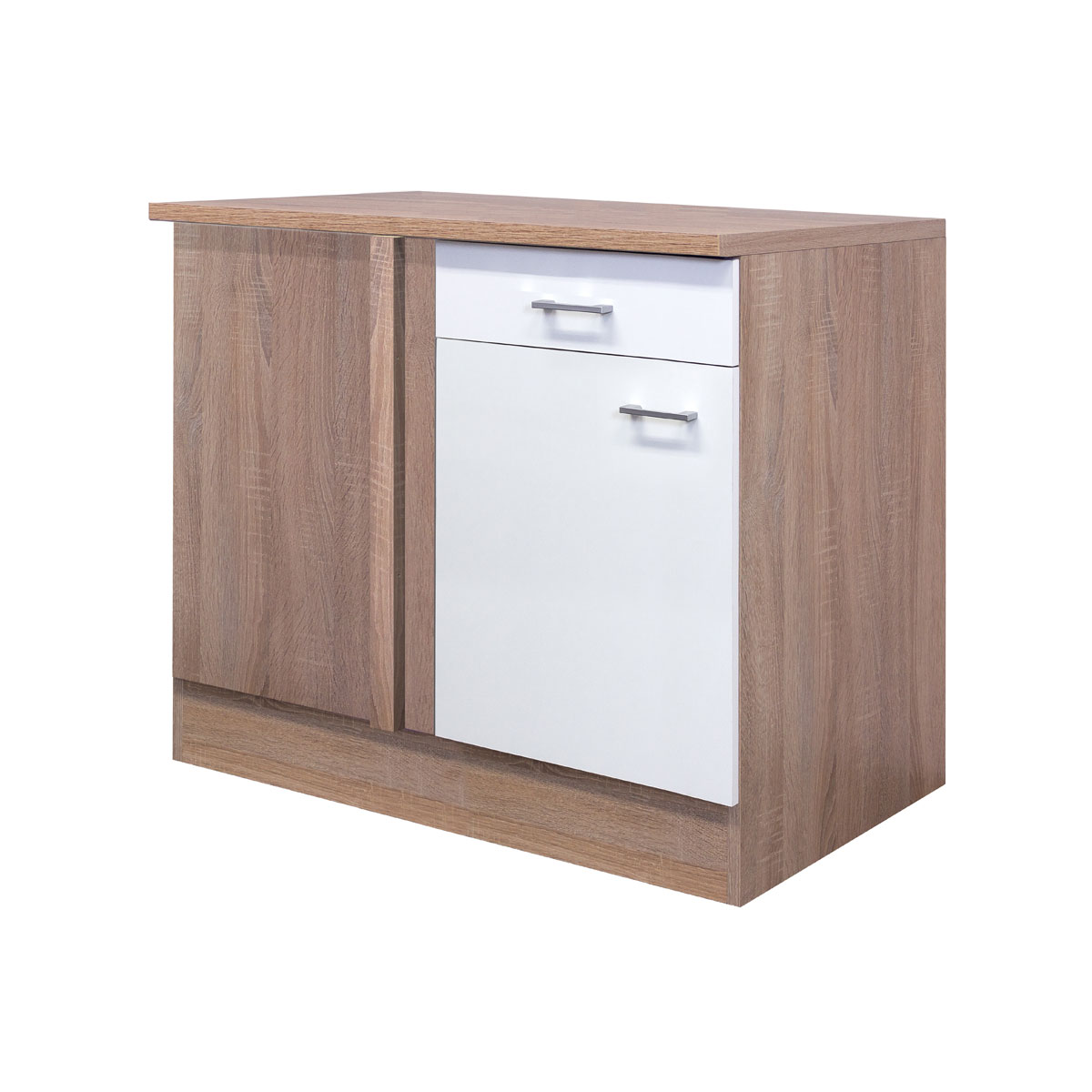 Flex-Well Küchen-Eckunterschrank „Samoa“, 110x85x60 cm, weiß/Sonoma Eiche
