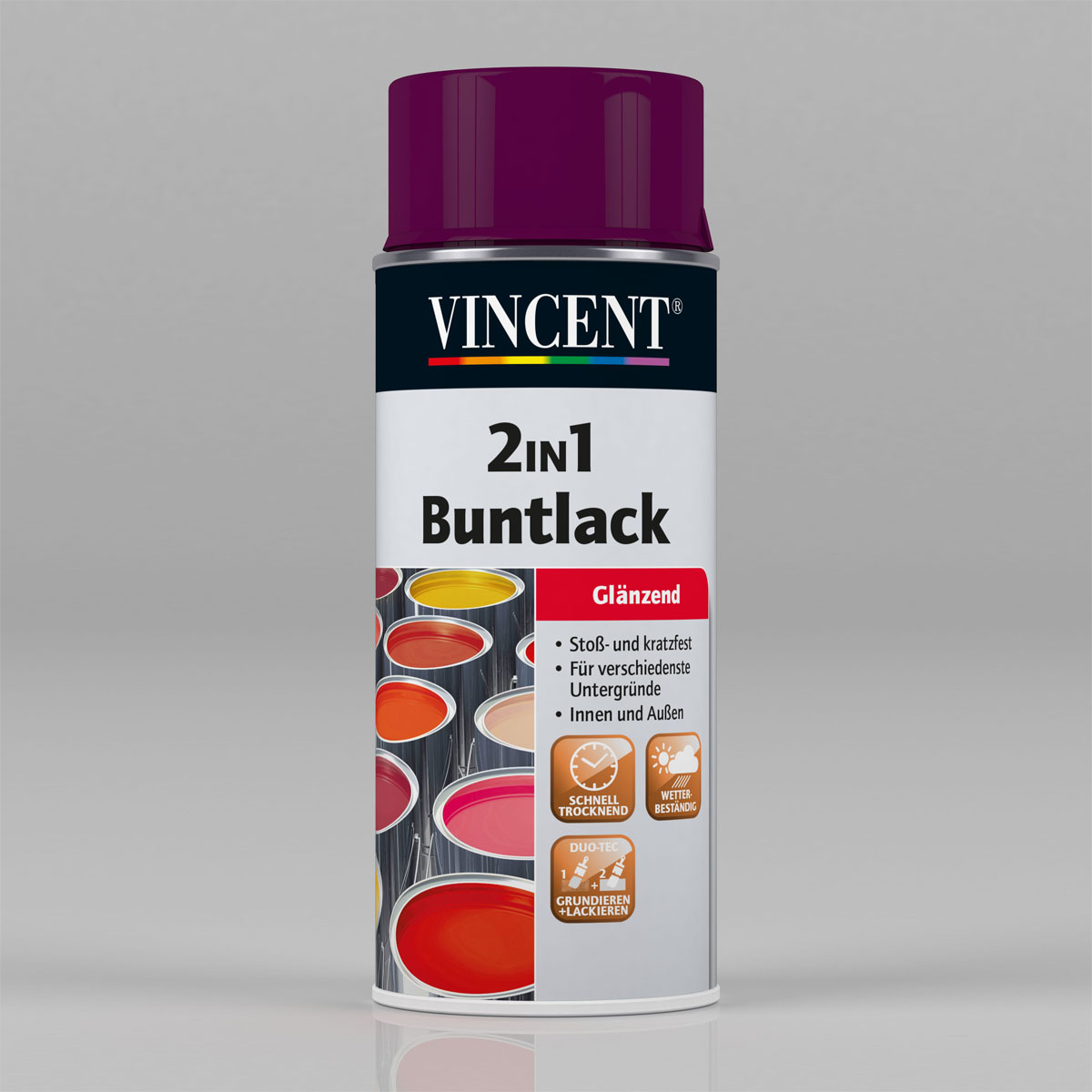 Vincent 2in1 Buntlack Spray rubinrot glänzend 400 ml