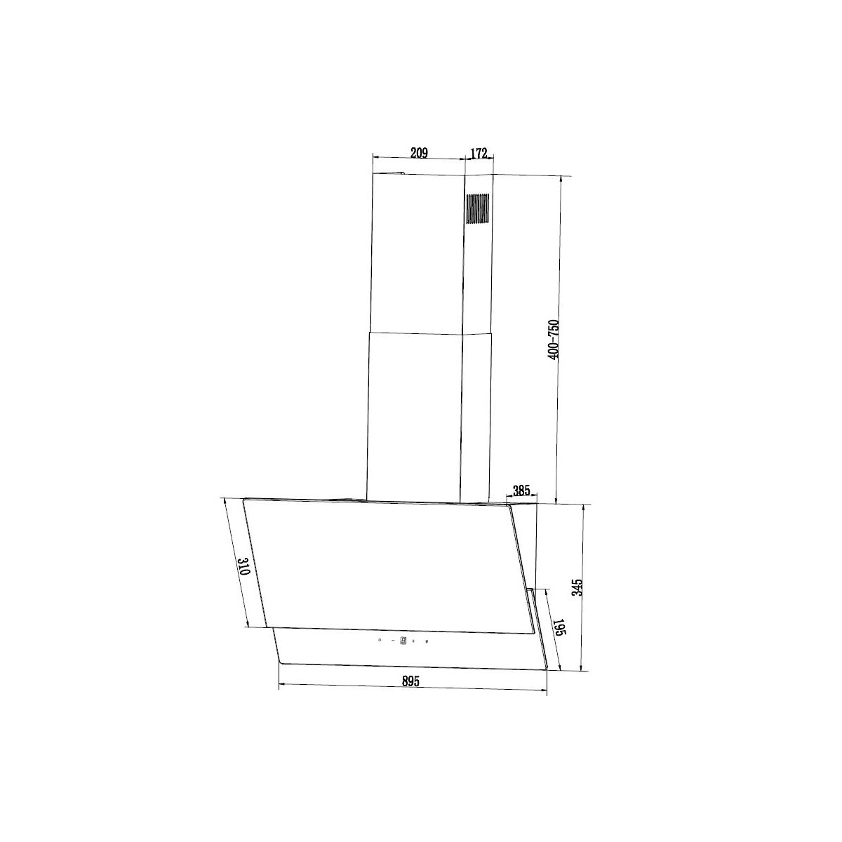 Respekta Nika Kopfreie Schräghaube CH66038-90SAM 90 cm Schwarz Bild 6
