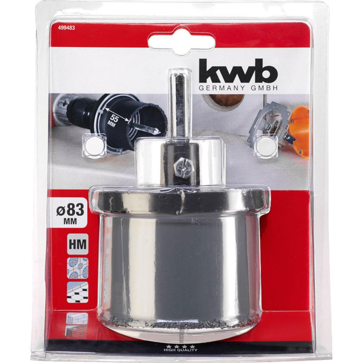 kwb  Lochsäge mit Trägerteller und Zentrierbohrer Durchmesser 83 mm Bild 2