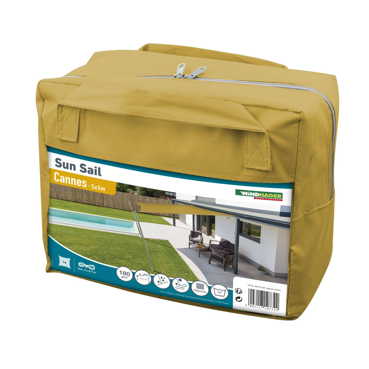 Viereck-Segel Cannes 5 x 5 m gelb Bild 4