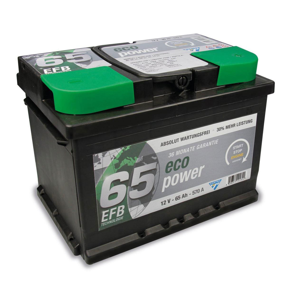 CARTEC und 65 Batterie 12V/65Ah/570A Start-Stopp Technologie