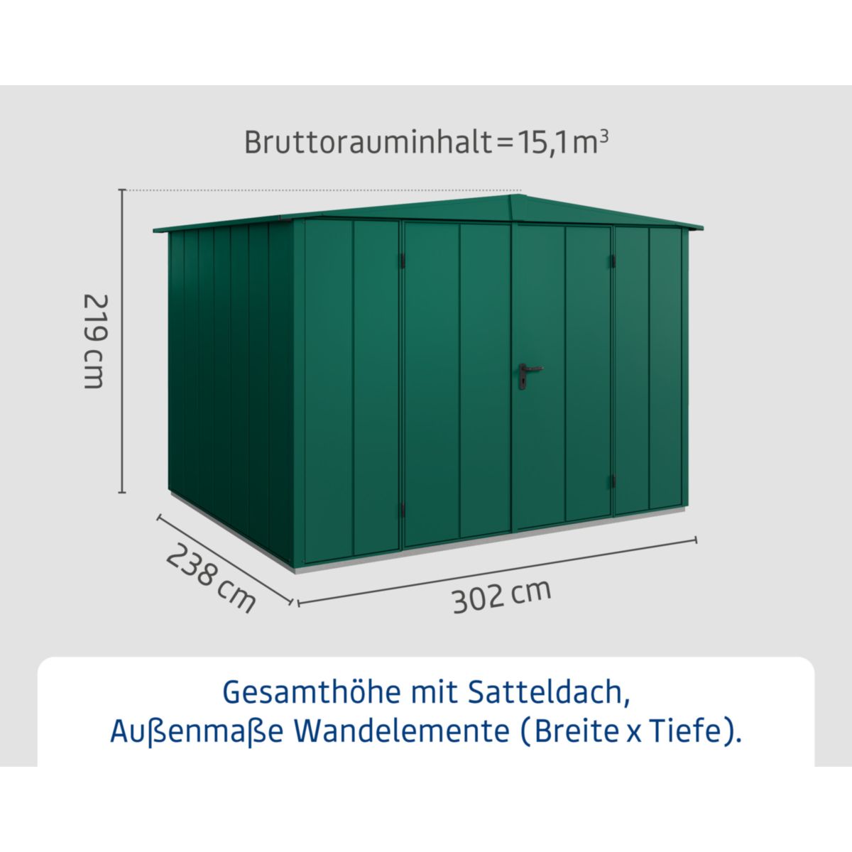 EcoStar  Gerätehaus Elegant-STyp 3RAL6005 2 flg Bild 4