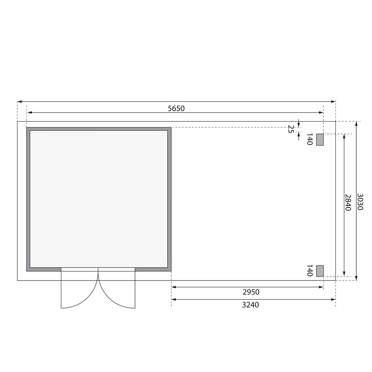 Karibu BBH Kandern 6 Set mit Anbaudach naturbelassen Bild 8