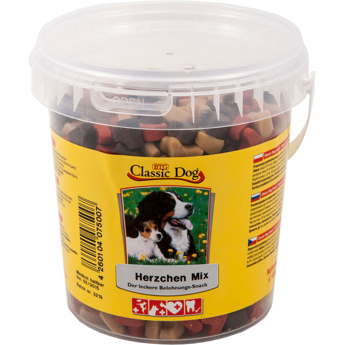Classic Dog Snack Herzchen Mix 500gEimer