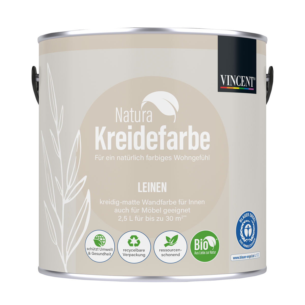 Vincent  Natura Kreidefarbe Leinen matt 2,5 L