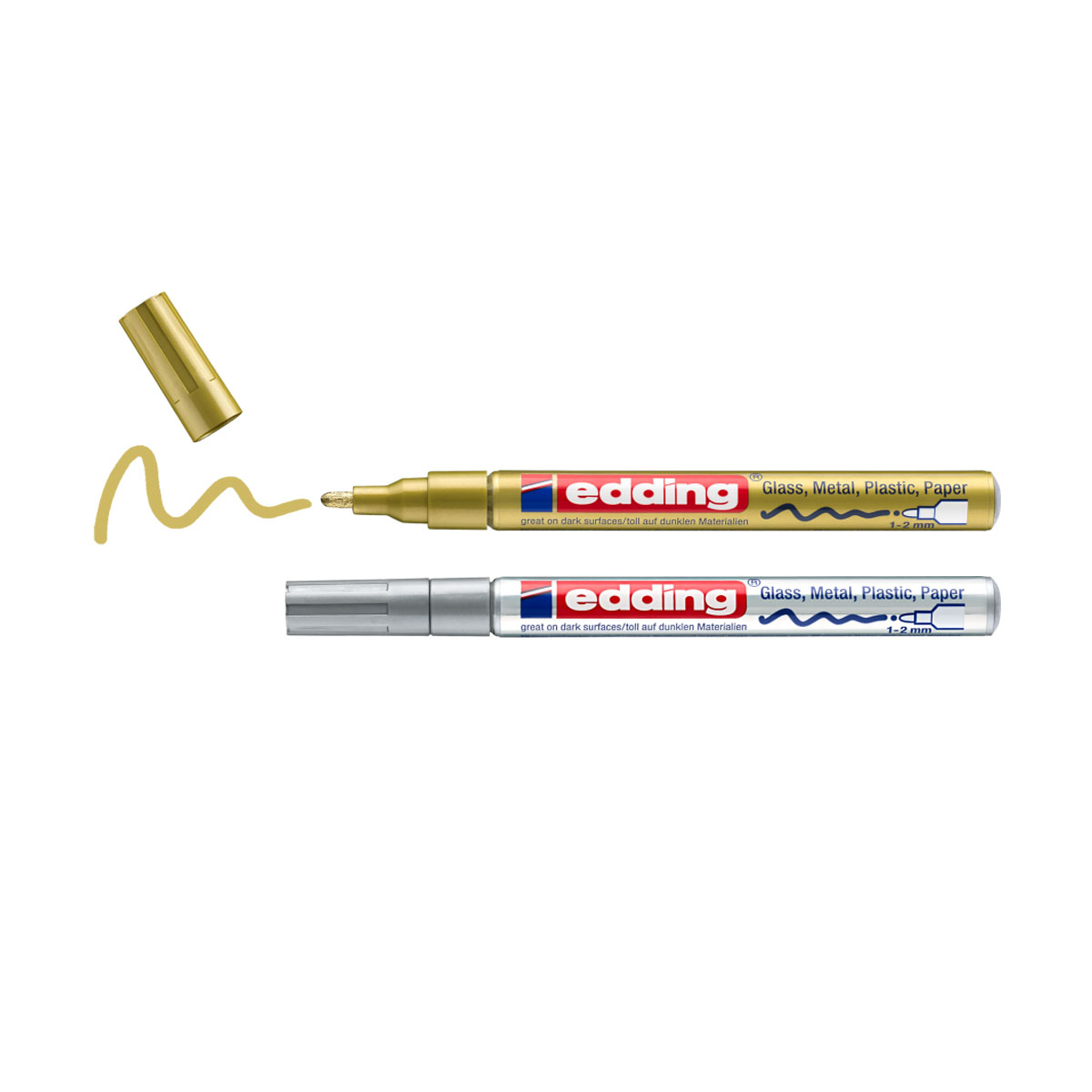 Edding  Lackmarker Lackstift e-751/1 2er Set gold silber Bild 1