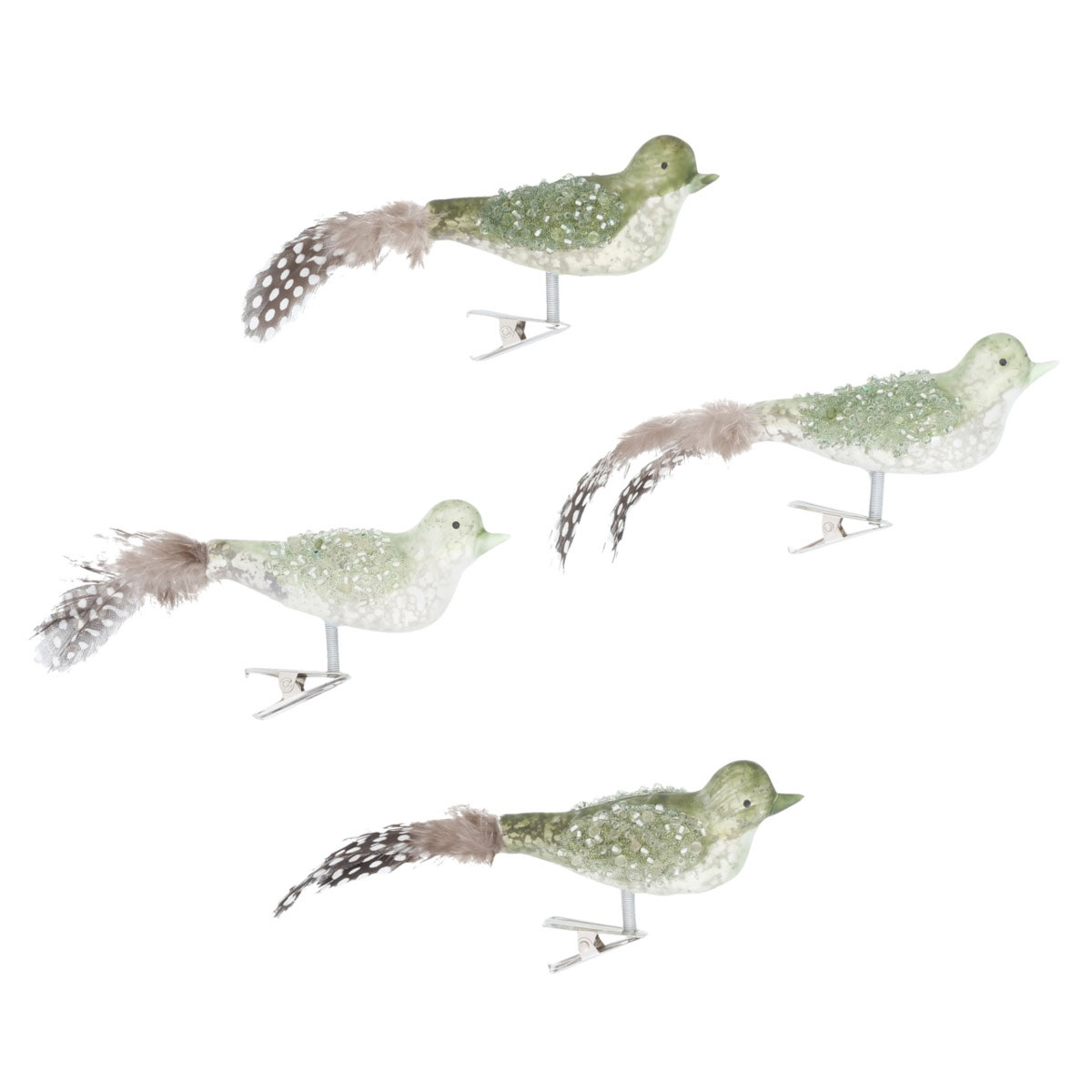 Weihnachtsanhänger Amidalasortiert Vogel 9 x 4 x 6 cm hellgrün Natur Glas Bild 2