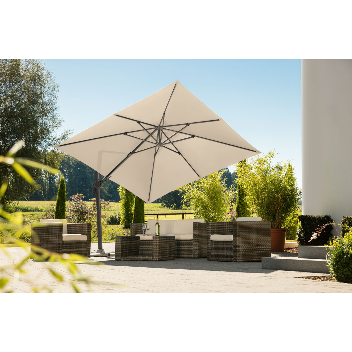 Schneider Schirme Ampelschirm Rhodos Twist 300 x 300 cm natur Bild 4