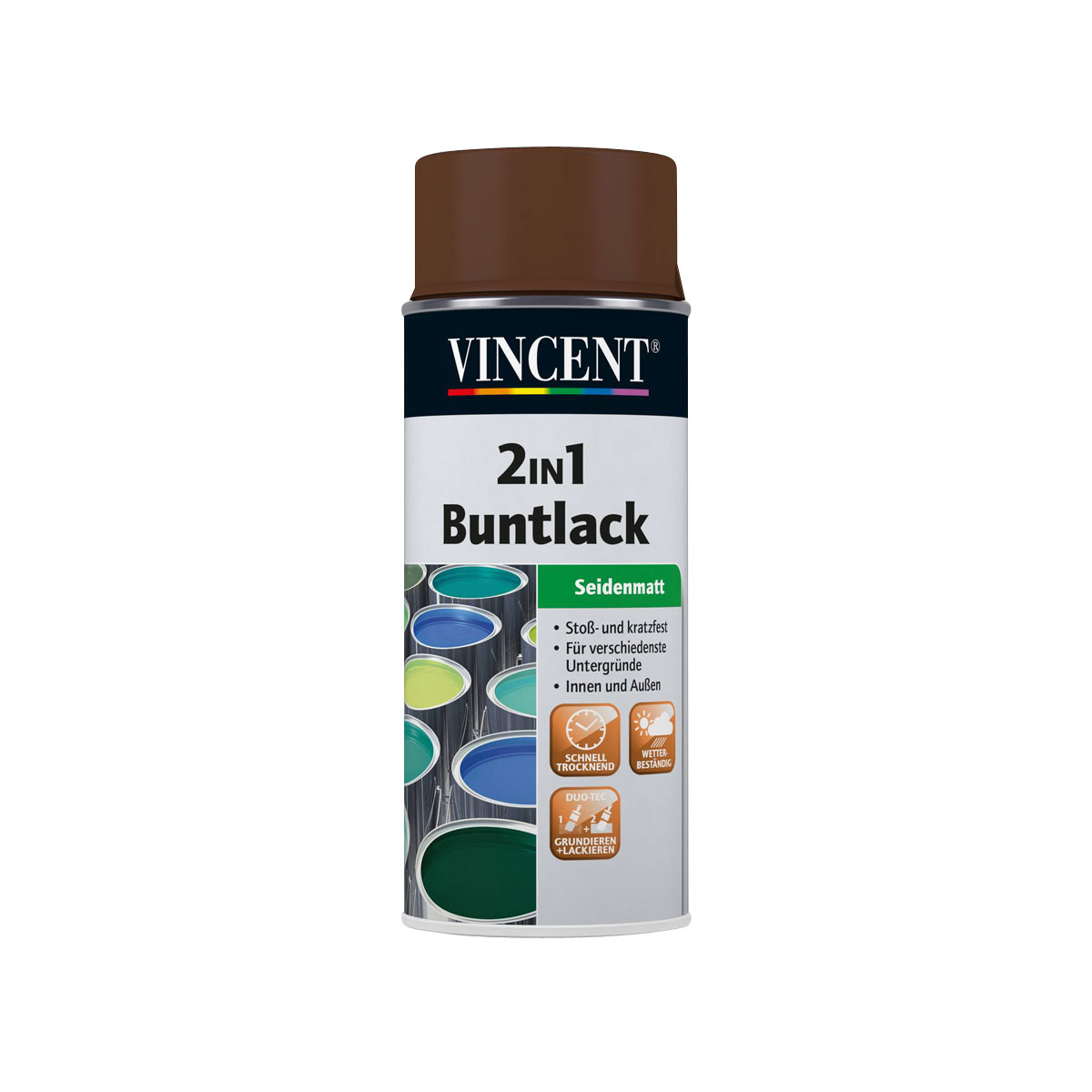 Vincent 2in1 Buntsprühlack nussbraun seidenmatt 0,15 L