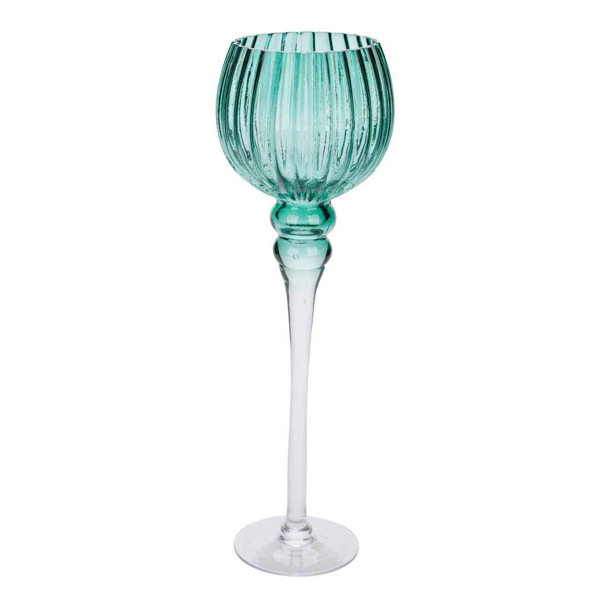 Glaskelch Durchmesser 13 x 40 cm grün-geriffelt
