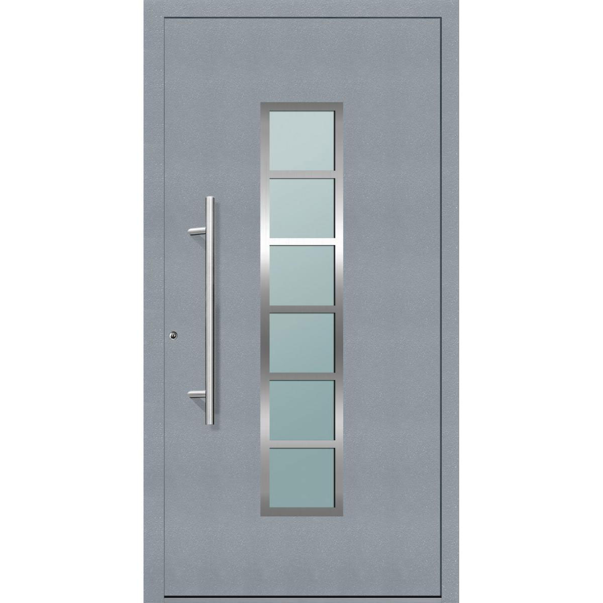 Aluminium Sicherheits-Haustür Trient Exklusiv 75 mm grau 110 x 210 cm Anschlag links inkl Griffset