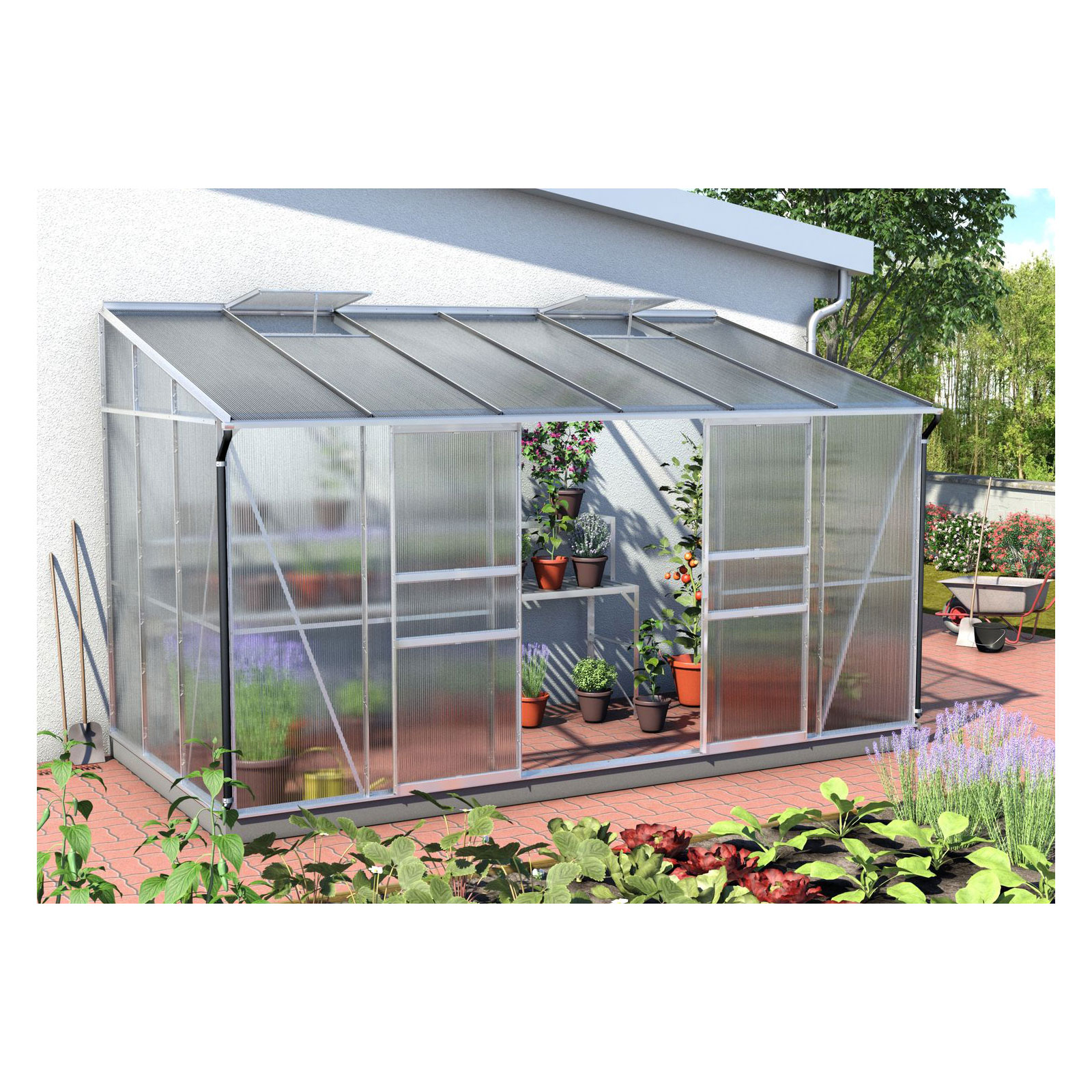 Vitavia Gewächshaus Osiris 7800 7,8m² 6 mm Hohlkammerplatten silber