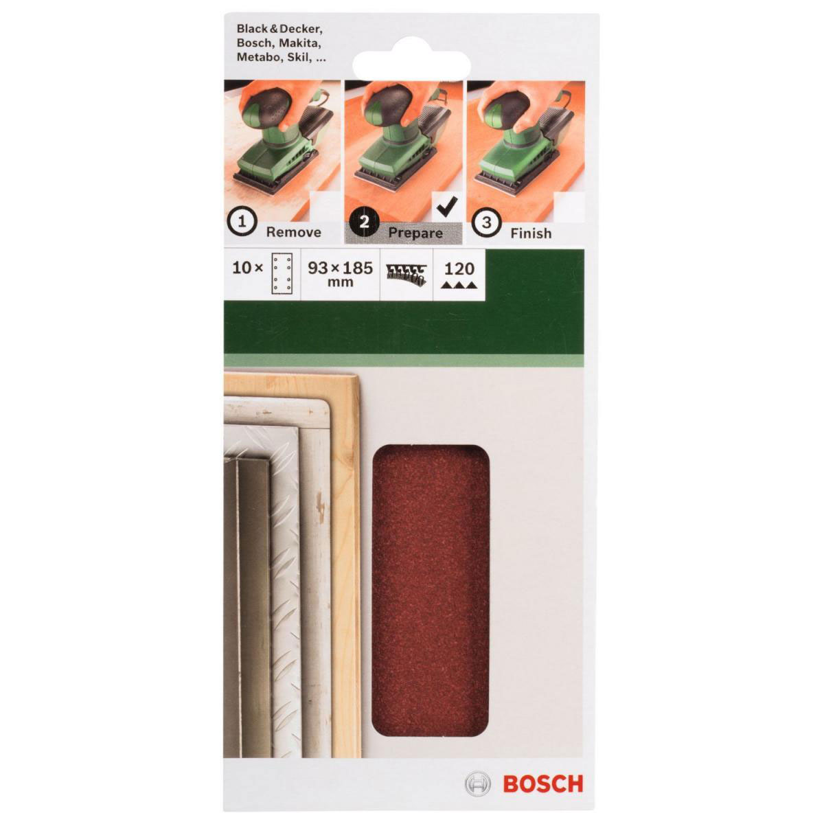 Bosch  DIY Schleifblatt 18,5 cm G120 Klett 10 Stück Bild 2