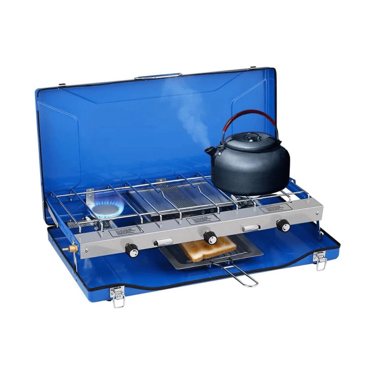 Camplux Propangas Campingkocher 3 Brenner 4,5 kW mit Deckel Winddicht Tragbar