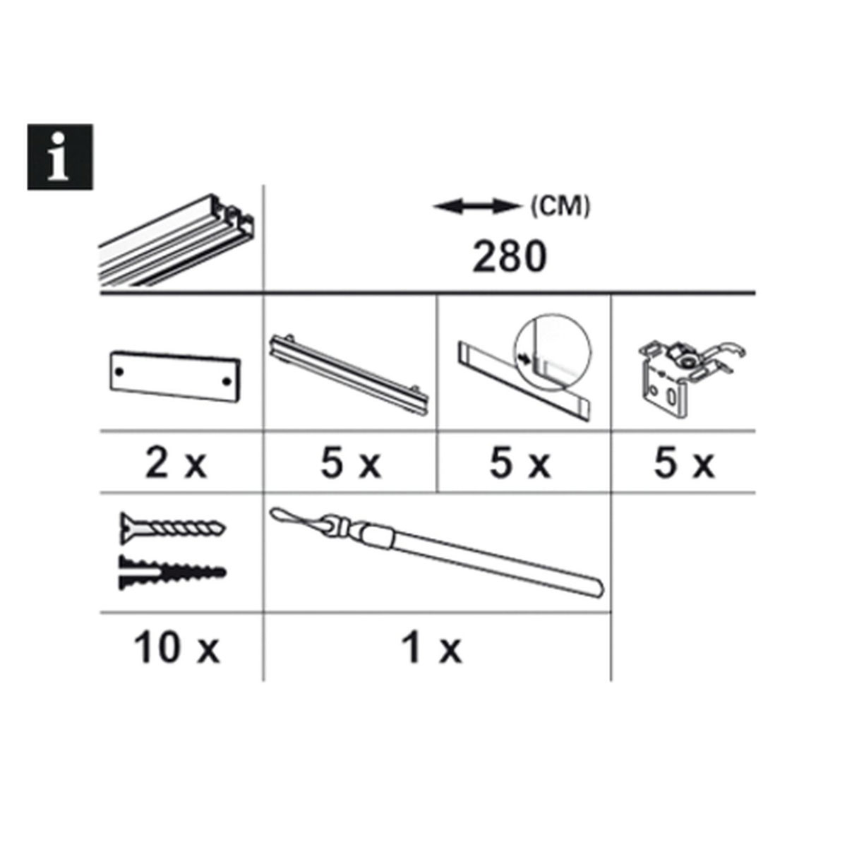 Gardinia Flächenvorhangschiene 5-läufig 280 cm Aluminium Bild 2