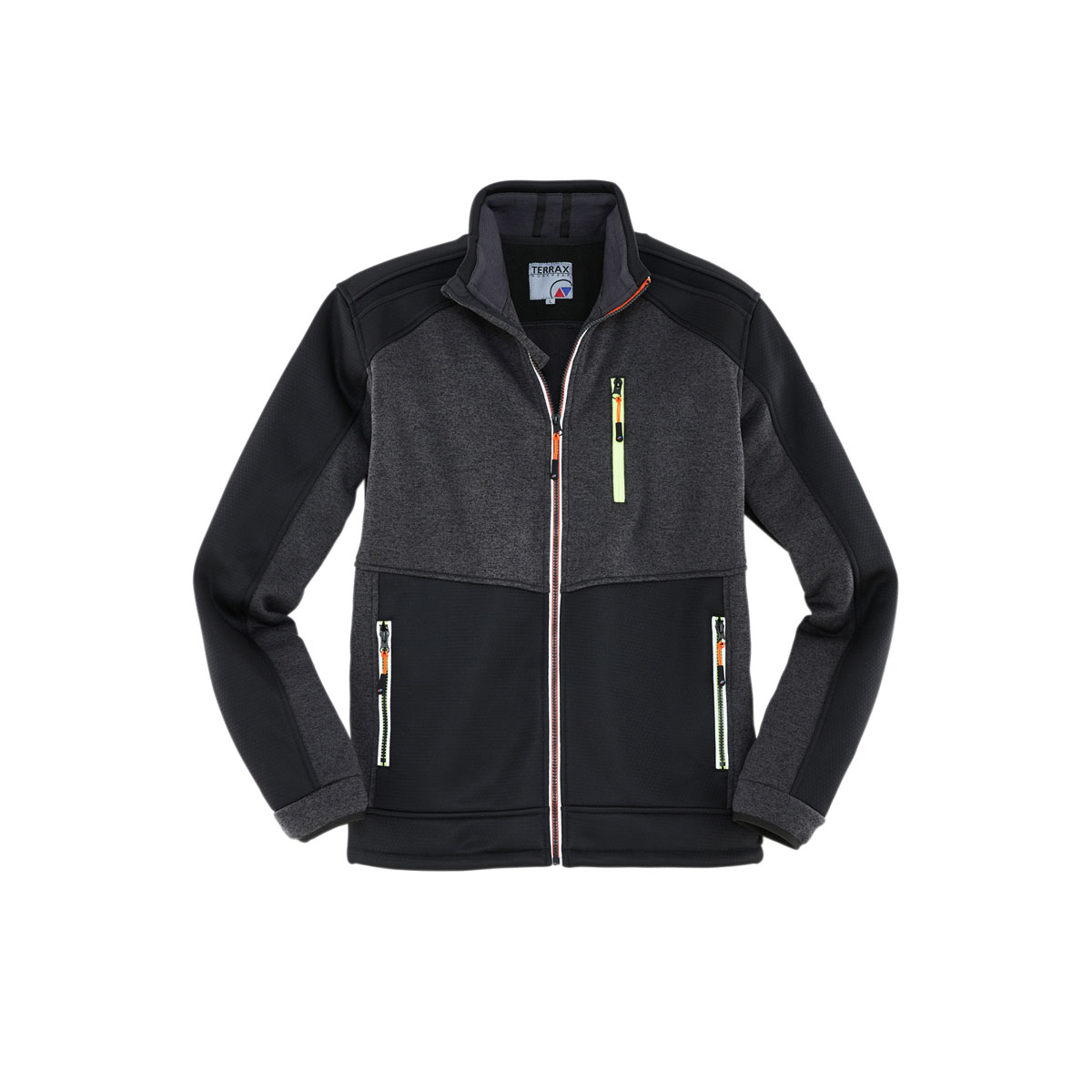 Terrax Workwear  Strickfleecejacke schwarz-limette-orange Größe 3XL