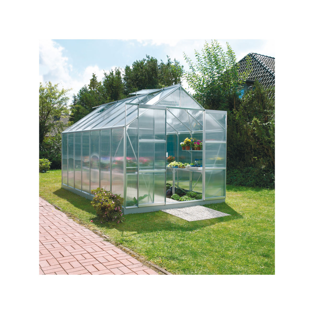 Vitavia Gewächshaus Mars 11500 11,5m² 4 mm Hohlkammerplatte silber Bild 2