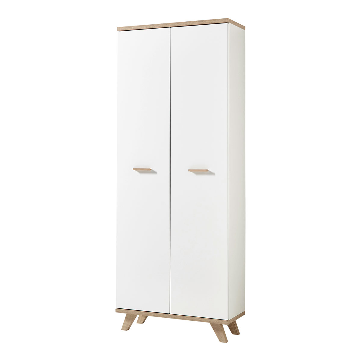 Aktenschrank Helsinki skandinavisches Design 75 x 193 x 37 cm weiß/Sanremo-Eiche-Nachbildung Bild 1