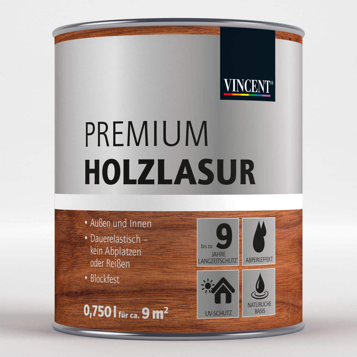 Vincent Premium Holzlasur Grau 0,75 L Bild 1