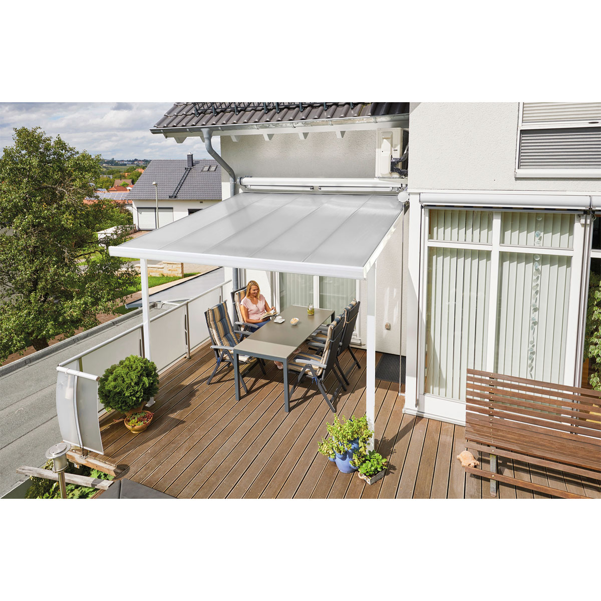 gutta Terrassenüberdachung Standard weiß 3,06 x 3,06 m Bild 9