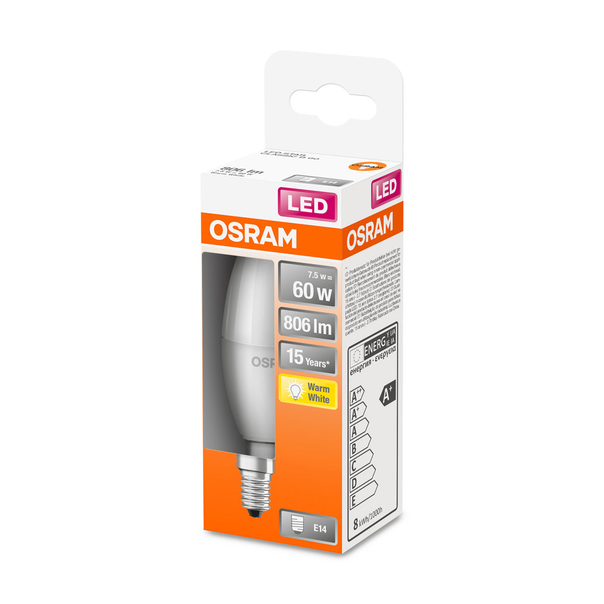 Osram LED-Leuchtmittel E14 warmweiß 60W matt A+ Bild 2