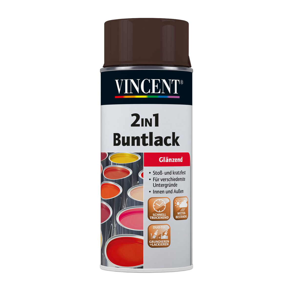 Vincent 2in1 Buntlack Spray schokobraun glänzend 400 ml