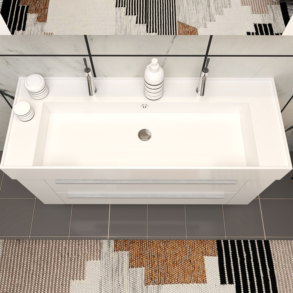 Progetto Idea Stella Badmöbel DOMUS 120 weiß mit Spiegelschrank und Lampe Bild 5