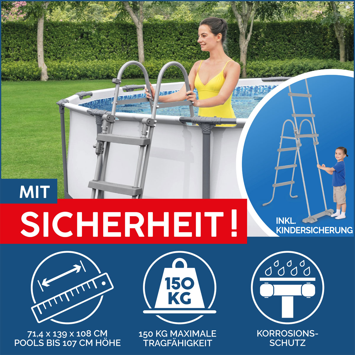 Bestway Steel Pro Max Frame-Pool-Set mit Filterpumpe Durchmesser 366 x 100 cm grau Bild 11