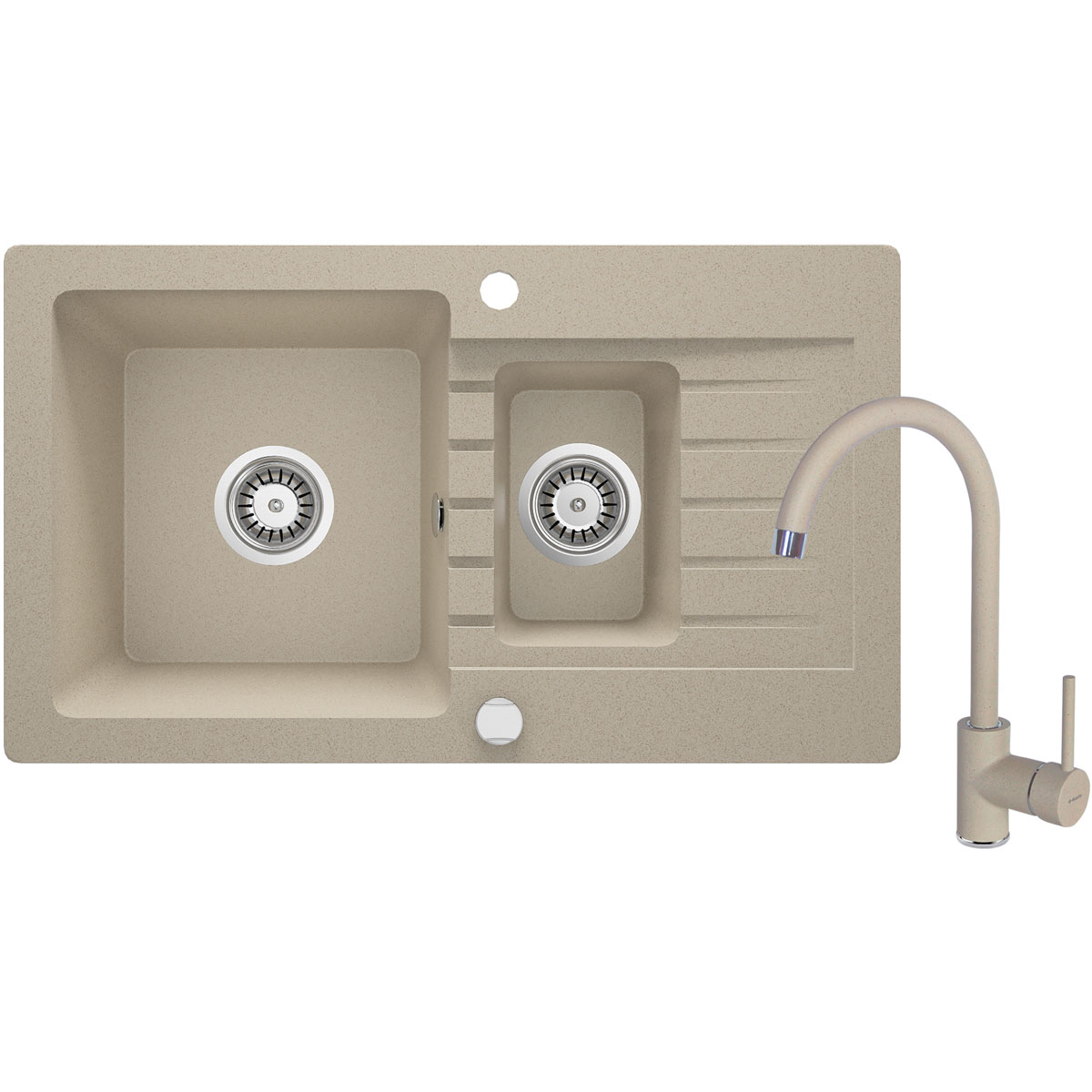 deante  Granitspülen-Set ZORBA mit Armatur sand