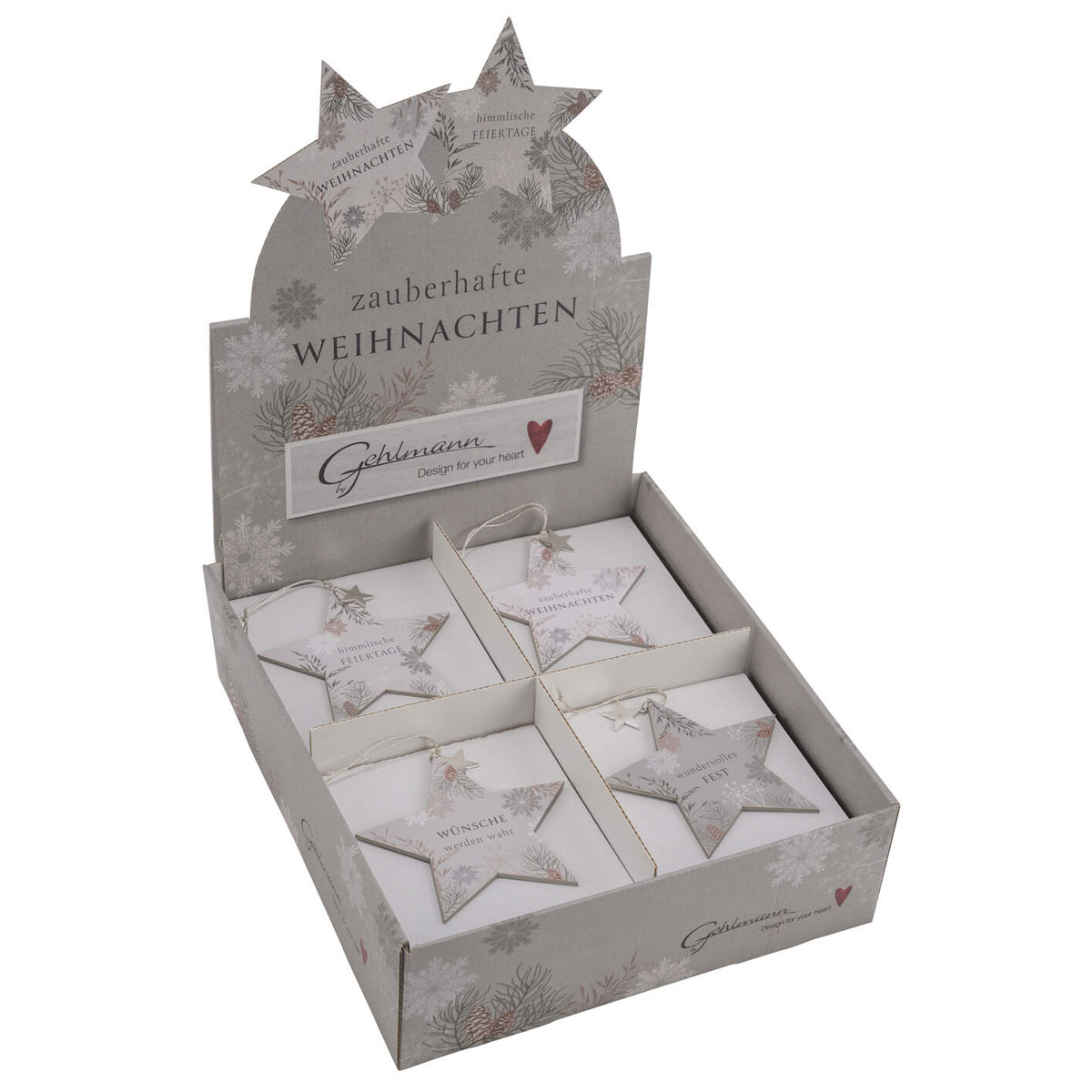 Holzhänger Stern 4sort. 10x10cm